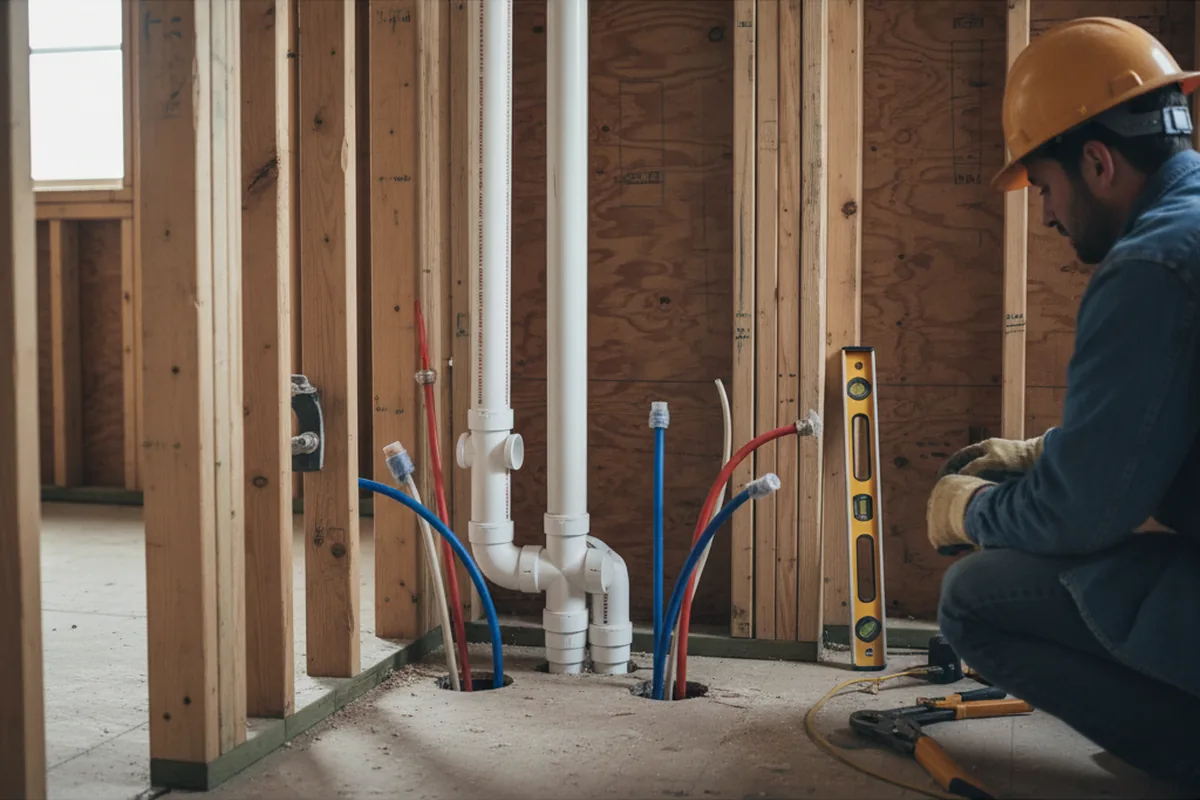 Drain and supply rough-in during Leak Detection in Riceville