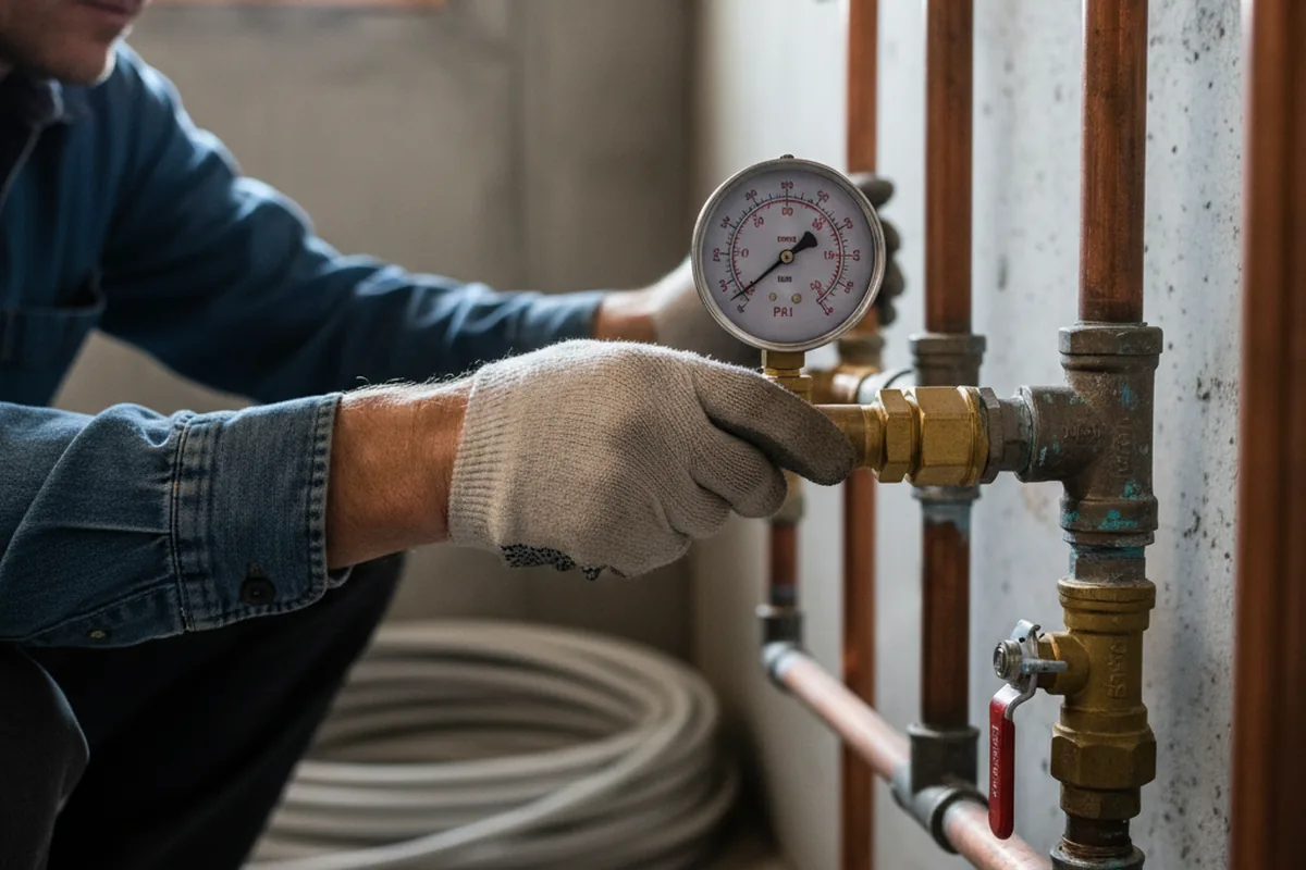 Pressure testing a repaired line during Water Line Repair in Riceville